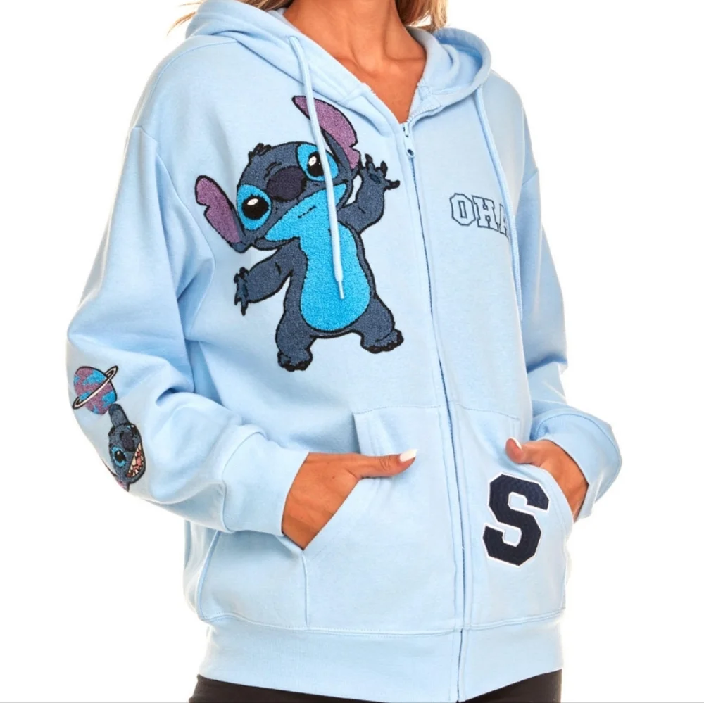 STITCH Disney full zip sweatshirt, hoodie, blue, large - Picture 1 of 16
